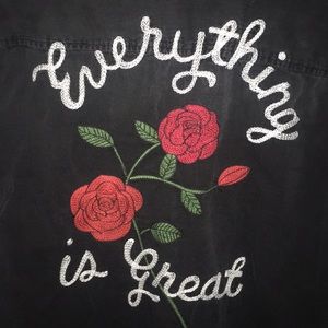 everything is great rose embroidered denim shirt